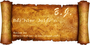 Bühler Jolán névjegykártya